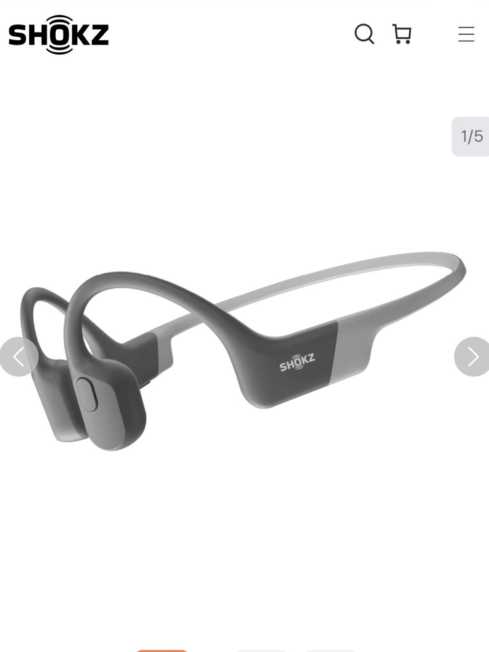 Shokz OpenRun Bone Conduction Headphones — Gray